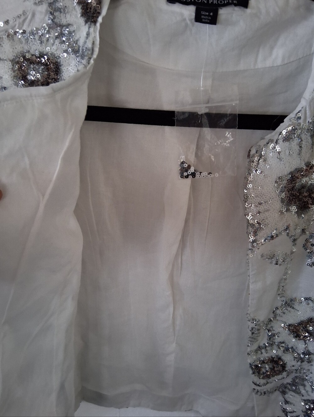 Boston Proper Embellished Floral Sequin Linen Jacket - Picture 12 of 13